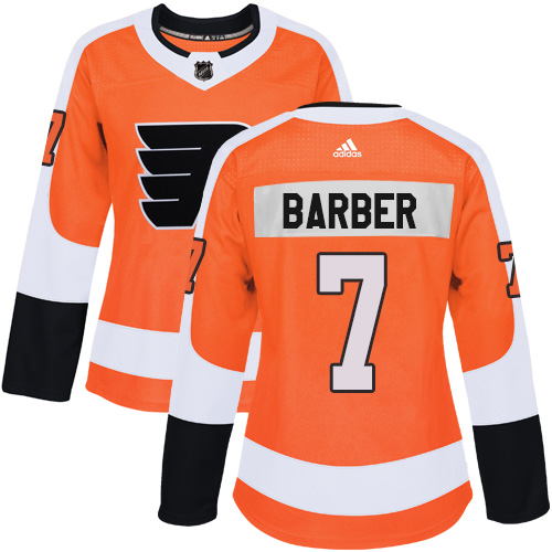 Adidas Philadelphia Flyers #7 Bill Barber Orange Home Authentic Women Stitched NHL Jersey